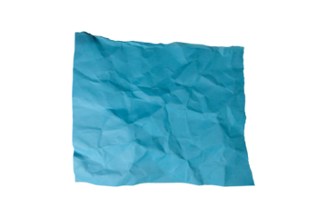 Blank horizontal strip of smooth cyan paper with rough, torn top and bottom edges. Isolated element for text or banner with transparent background.