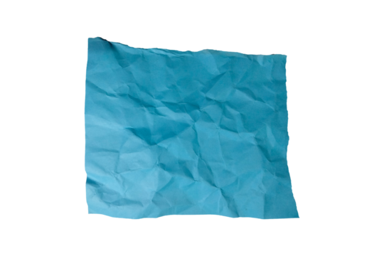 Blank horizontal strip of smooth cyan paper with rough, torn top and bottom edges. Isolated element for text or banner with transparent background.
