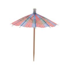 Fototapeta premium Close Up Studio Shot of Decorative Paper Cocktail Umbrella on Plain, Tropical Celebration Theme