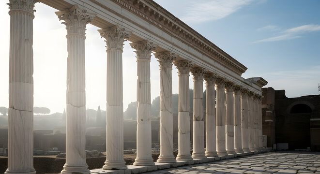 Ancient roman ruins architecture columns historical landmark travel destination tourism sightsee - Powered by Adobe