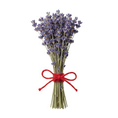Fototapeta premium Dried lavender bunch tied with string, isolated on a dark studio setting, offering a calming aromatherapy concept