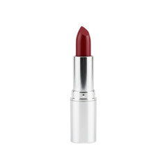 Obraz premium Elegant red lipstick in silver tube for beauty and fashion projects, a timeless icon.