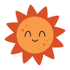 sun with smiling face isolated