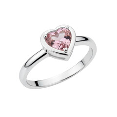 Elegant Silver Ring with Heart Shaped Gemstone Symbolizing Love and Romance against a Minimalist