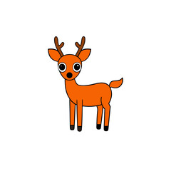 Cute cartoon orange deer with big eyes and antlers