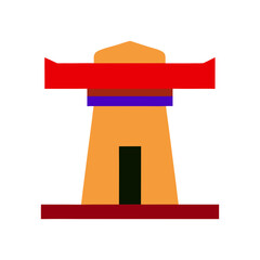 Stylized abstract representation of a tower or pagoda