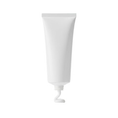 Elegant white cosmetic tube with smooth product extrusion capturing minimalist beauty concept