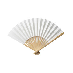 Elegant White Hand Fan, Traditional Japanese Design for Cooling and Decoration on Isolated Setting