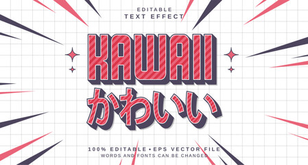 Editable text style effect - Kawaii text style theme.