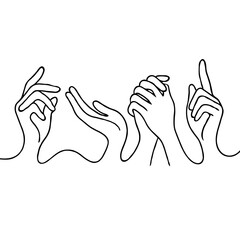 Obraz premium Minimalist Black And White hands Gestures and Actions Logos, human Poses Line art Collection. Illustration pointing at something Outline, Hand Drawn Doodle Simple icons drawing