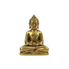 Fototapeta premium Golden Buddha Statue in Meditation Pose, Serene Spiritual Icon with Intricate Detailing