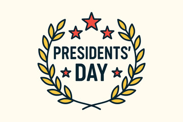 Obraz premium Presidents day celebration with laurel wreath and stars emblem