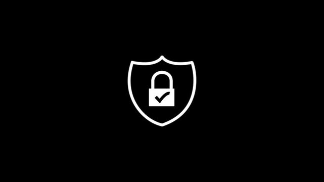 Protection sign shield with padlock icon. security concept logotype icon animation.