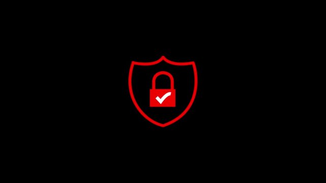 Protection sign shield with padlock icon. security concept logotype icon animation.