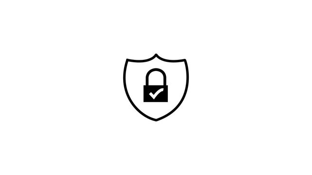Protection sign shield with padlock icon. security concept logotype icon animation.