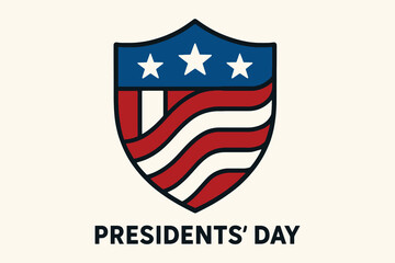 American shield with stars and stripes celebrating presidents day holiday