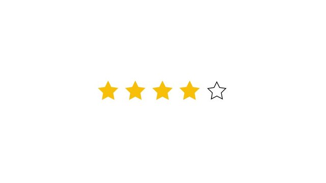 Star rating animation, product performance positive impression. 4 star rating animation.
