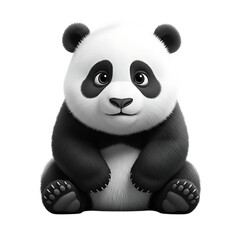 Adorable fluffy baby panda bear sitting looking directly at camera