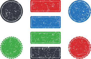 Rubber Stamp Seal Set Round Rectangle Grunge Texture Vector Badge Collection
