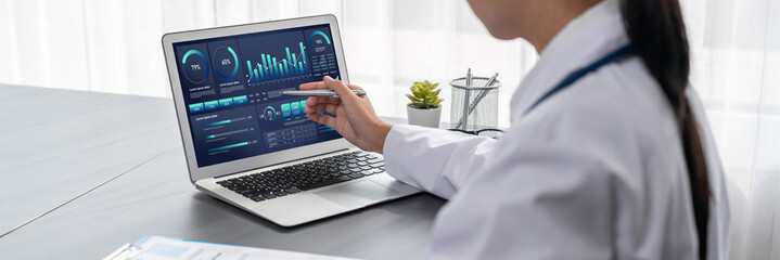 Business data dashboard provide business intelligence analytic for marketing strategy planning brisk with big data set to analyze customer demands and foreseeing business future