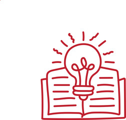 Open book with glowing lightbulb symbolizing new ideas and knowledge