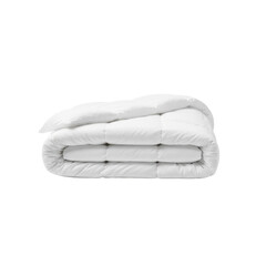 Pure white folded comforter presents a picture of serene comfort and immaculate cleanliness