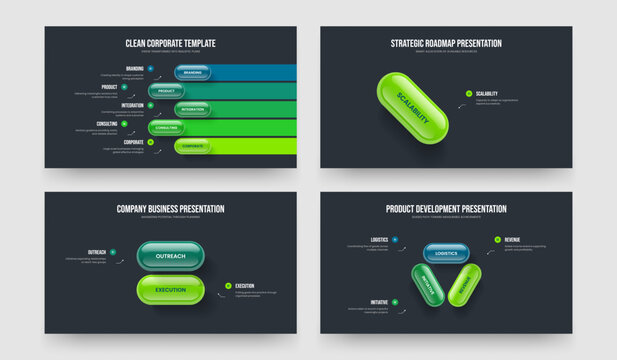 Financial Portfolio 5 1 2 3 Step Diagram Slideshow Design Collection. Creative Planning Five One Two Three Element Infographic Frame Layout Vector Illustration Set.