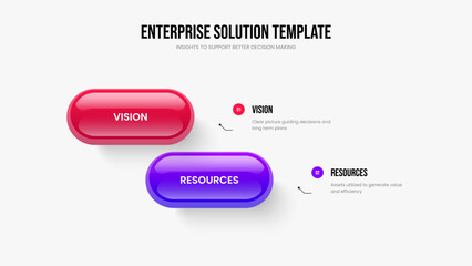 Fototapeta premium Investor Visualization Frame Design Vector Illustration. Service Profile Two Option Diagram Slide Layout. Business Forecast 2 Element Infographic Presentation Template.