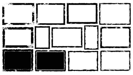 Vector illustration&nbsp;of collection of rough, grungestyle rectangular frames on a white background