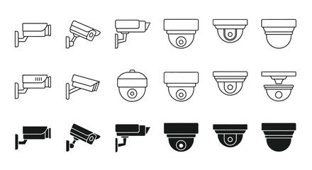 Collection of security camera icons in varying styles and designs © MD REZAUL KARIM