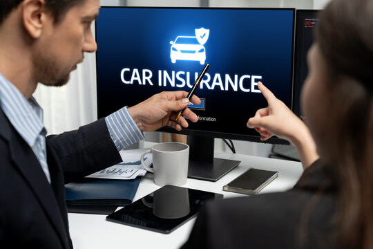 car insurance online website on computer screen for insure your car damage brisk