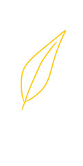 Stylized depiction of leaf yellow outline hand-drawn