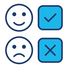 Dissatisfied Icon In Blue Monochrome Flat Design, Vector Illustration