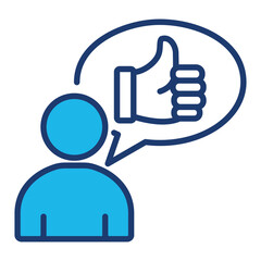 Recommend Icon In Blue Monochrome Flat Design, Vector Illustration