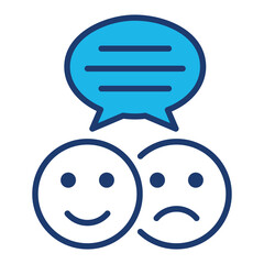 Response Icon In Blue Monochrome Flat Design, Vector Illustration