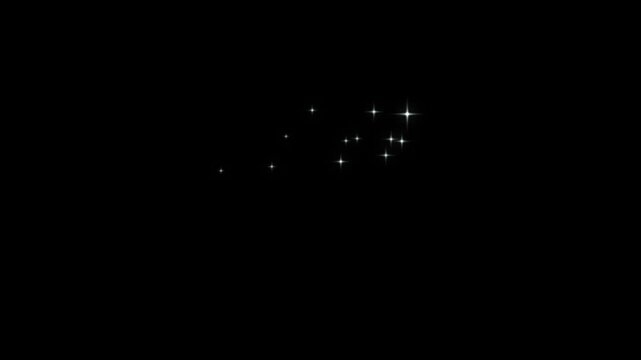 Twinkling glitter sparkle animation, glowing starlight shimmer, white shining dust trail, fairy sparkle line motion, black background, 4k seamless animation video