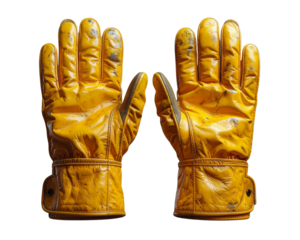 Ghost photography of yellow Leather Gloves front and back. Ai Generated Images