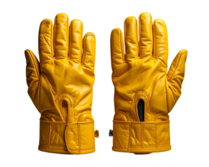 Ghost photography of yellow Leather Gloves front and back. Ai Generated Images 