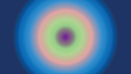 Concentric gradient blends purple, green, and pink hues seamlessly into the surrounding blue color