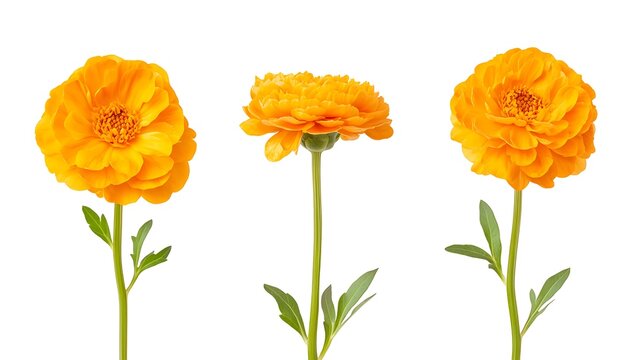 Single blooming orange chrysanthemum flower with stalk isolated on a white background - Powered by Adobe