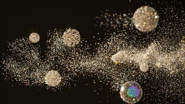 Sparkling Glitter Explosion with Bubbles and Disco Balls.