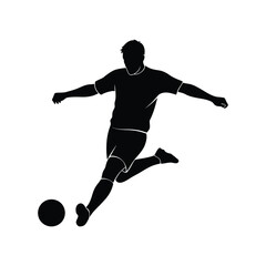 Football Player Kicking Ball Vector Silhouette Art  
