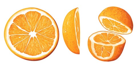 slice orange and lemon on white background