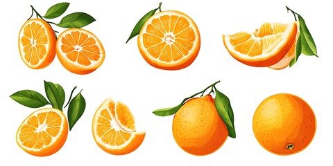 slice orange and lemon on white background