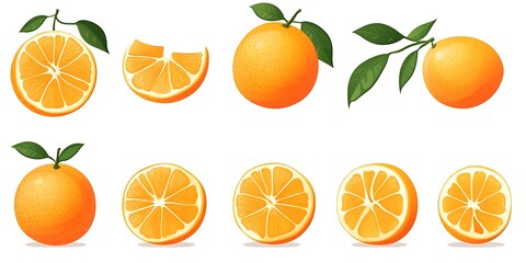 slice orange and lemon on white background