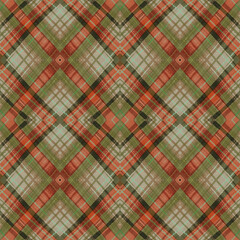 Autumn Tartan Plaid Seamless Pattern in Warm Earthy Colors