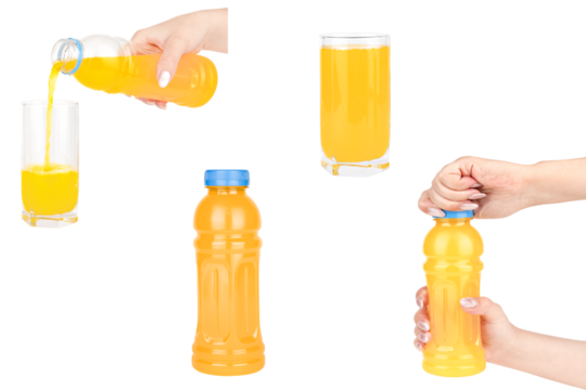 Orange juice set on white isolate background - Powered by Adobe