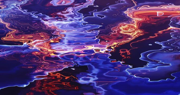 Glowing, smoothly flowing contours create an abstract map or organic pattern. Seamless looping animation. The dynamic texture with a glowing effect creates an atmosphere of fantasy and magic.