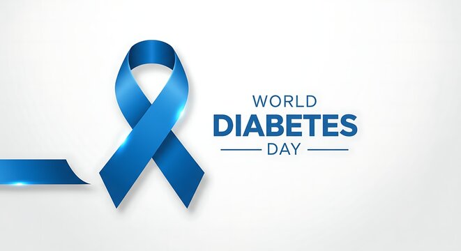 Raise awareness for World Diabetes Day with a vibrant blue ribbon symbol promoting health education and community support