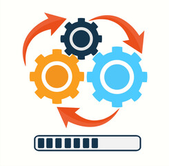 Workflow Gears & Progress Icon — System Automation and Update Concept